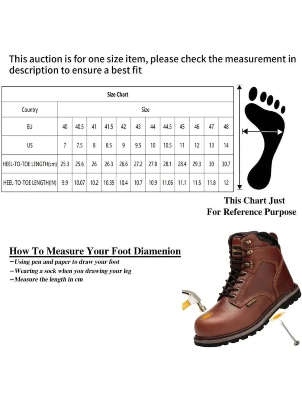 Durable Waterproof Steel Toe Work Boots for Men | Non-Slip Crazy-Horse Leather